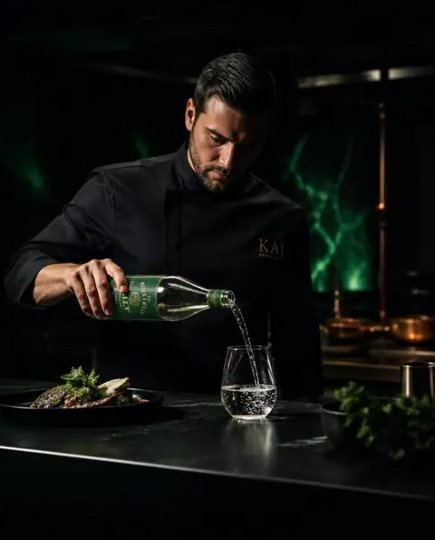 Poured beside the pass, where the palate is reset between every course.